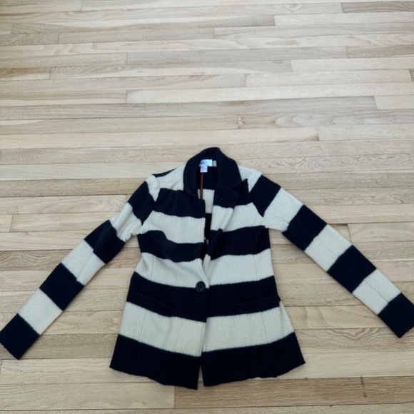 Ann Taylor Loft Merino Wool Striped Blazer Jacket - Picture 4 of 4